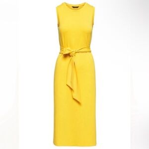 Banana Republic Yellow Midi Tank Dress Tie Waist NWT